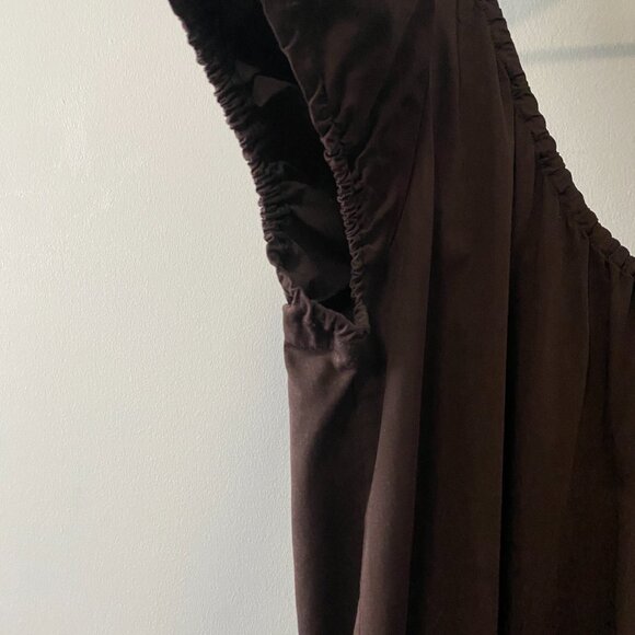 Handmade Plus Size Cotton Bamboo Chocolate Brown Dress - Picture 8 of 15